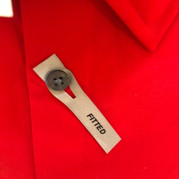 Express 1MX Men's Fitted Long Sleeve Cotton Solid Slim Dress Shirt Large Red NEW - Picture 5 of 5